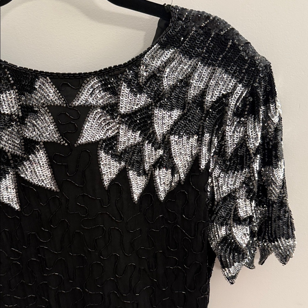 Vintage Silky Nites MED beaded cocktail dress. - Picture 4 of 8